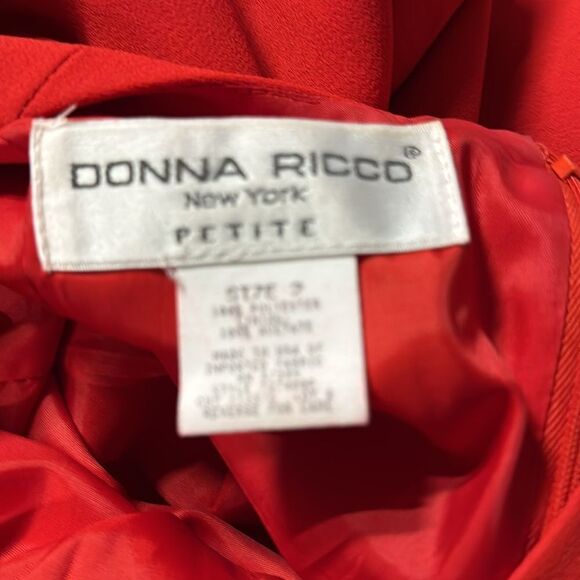 EUC Vintage 1980s Donna Ricco Red  Cut-out Rhinestone Detail Neckline Dress - Picture 6 of 7